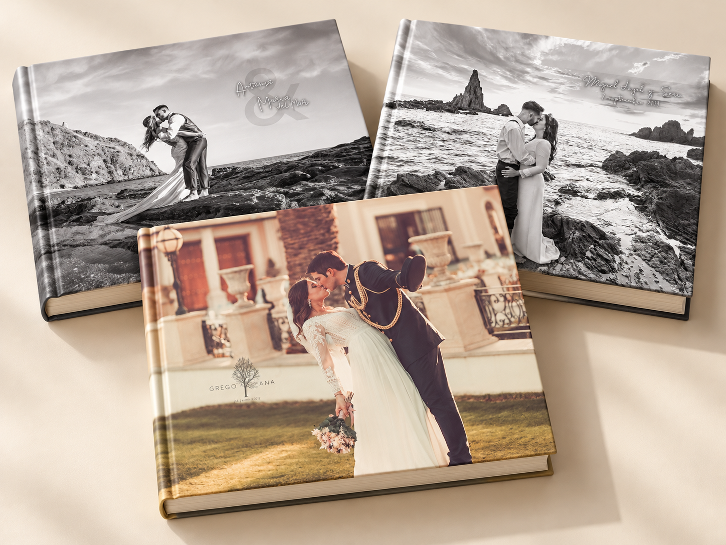Tres álbumes de boda: Grego y Ana, Antonio y María del Mar, Miguel Ángel y Seri